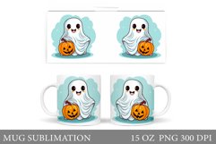 Cute Ghost Mug Design. Halloween Mug Sublimation Product Image 1
