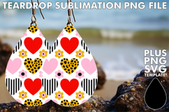 Colorful Teardrop Earrings Art PNG, Valentine's Pattern Product Image 1