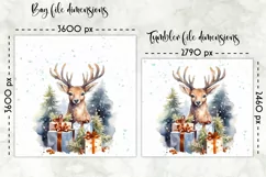 Watercolour Reindeer Lunch Bag Print | Christmas Lunch Bag Product Image 2