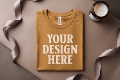 Heather Mustard Folded Bella Canvas 3001 Flat Lay T-Shirt Mo Product Image 1