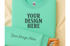 Gildan 18000 Mint Green Sleeve Mockup Product Image 1