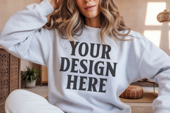 Ash Gildan 18000 Crewnwck Sweatshirt Mockup, gildan 18000 Product Image 1