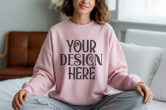 Light Pastel Pink Gildan 18000 Sweatshirt mockup Product Image 1