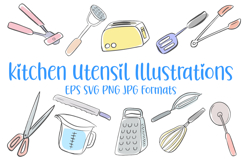 22 Kitchen Utensil Illustrations Cute SVG PNG Product Image 1