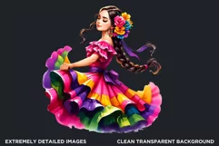 Mexican ballerina clipart, cinco de Mayo festival, Fiesta Product Image 2