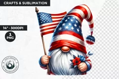 4th of july gnome clipart, American sublimation, Patriotic Product Image 1