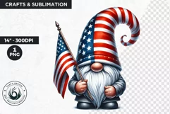 4th of july gnome clipart, american flag, patriotic PNG Product Image 1