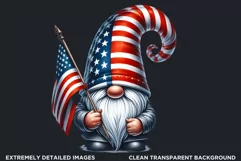 4th of july gnome clipart, american flag, patriotic PNG Product Image 2