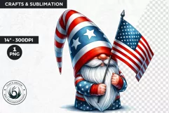 4th of july gnome clipart, american flag, patriotic PNG Product Image 1