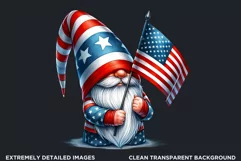 4th of july gnome clipart, american flag, patriotic PNG Product Image 2