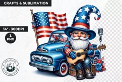 American gnome clipart, truck sublimation,4th of july Product Image 1