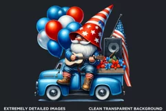 4th of july gnome clipart, patriotic sublimation, truck png Product Image 2