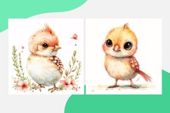Cute Pheasant Bird Baby Watercolor illustration Set 4 Product Image 2