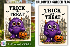 Trick or Treat Halloween Garden Flag PNG Design Product Image 1