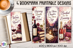 Wine And Books Bookmarks, Cozy Reader Quotes Printables Product Image 1