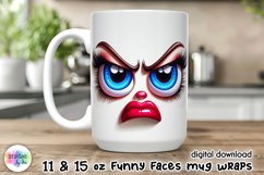 Funny Face Mug Wrap, Sarcastic Coffee Mug Wrap, Grumpy Face Product Image 1