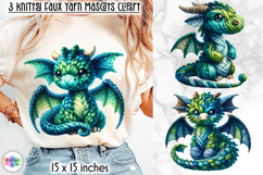 Knitted Baby Dragon Clipart, Faux Yarn Plush Dragon Mascot Product Image 1