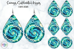 Boho Mandala Earrings Sublimation, Tie Dye Effect Design Product Image 1