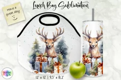 Watercolour Reindeer Lunch Bag Print | Christmas Lunch Bag Product Image 1