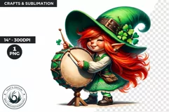 St Patrick clipart, Gnome clipart, Girl Watercolor Clipart Product Image 1