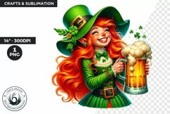 St Patrick clipart, Gnome girl clipart, Beer clipart Product Image 1