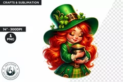 St Patrick clipart, Gnome girl clipart, pot of gold Product Image 1