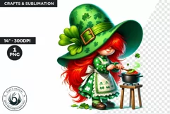 St Patrick clipart, Gnome girl clipart, girl cooking clipart Product Image 1