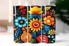 Folk Flowers Tumbler Wrap Sublimation 20 oz Product Image 2