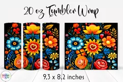 Folk Flowers Tumbler Wrap Sublimation 20 oz Product Image 1