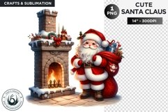 Cute Santa claus with chimney tree PNG for sublimation Product Image 1