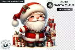 Cute Santa claus with gifts Christmas PNG for sublimation Product Image 1