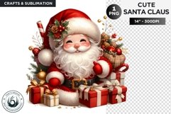 Cute Santa claus with gifts Christmas PNG sublimation design Product Image 1