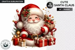 Cute Santa claus with gifts Christmas PNG sublimation design Product Image 1
