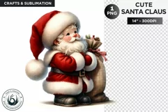 Cute Santa claus with gifts bag Christmas PNG sublimation Product Image 1