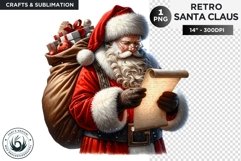 Santa claus reading a list Christmas PNG for sublimation Product Image 1