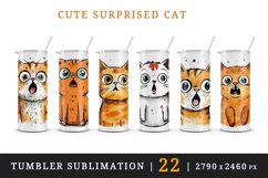 22 watercolor cute surprised cat shocked frightened adorable kitty animal funny pet design wraps sublimation bundle for 20 oz tumbler