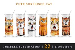 22 watercolor cute surprised cat shocked frightened adorable kitty animal funny pet design wraps sublimation bundle for 20 oz tumbler