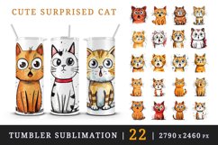 22 watercolor cute surprised cat shocked frightened adorable kitty animal funny pet design wraps sublimation bundle for 20 oz tumbler