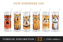 22 watercolor cute surprised cat shocked frightened adorable kitty animal funny pet design wraps sublimation bundle for 20 oz tumbler