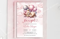 Cute watercolor sleeping teddy bear girl Baby Shower ZB26 Product Image 3
