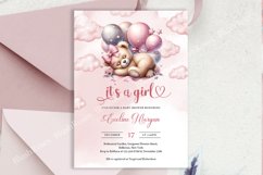 Cute watercolor sleeping teddy bear girl Baby Shower ZB26 Product Image 1