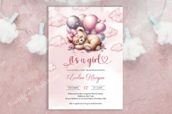 Cute watercolor sleeping teddy bear girl Baby Shower ZB26 Product Image 2