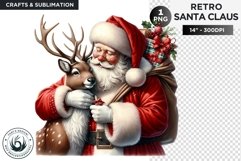 Emotional Santa claus with his reindeer Christmas PNG Product Image 1