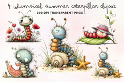 Whimsical Summer Caterpillar Clipart PNG Product Image 1