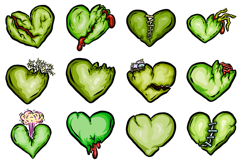 22 Zombie Love Hearts Halloween Hand drawn Cartoon clipart Product Image 2