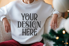 White Gildan 18000 Mockup, Sweatshirt Crewneck Mockups Product Image 1