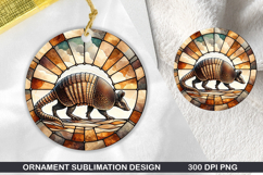 Armadillo Stained Glass Ornament PNG, Digital Download File Product Image 1