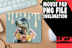 Cheerful Mouse Mat Sublimation PNG, Cute Dino Product Image 1