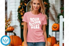 Pink women Tshirt Mockup, Halloween tshirt mockup Product Image 1