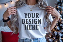 Christmas Bella Canvas 3001 White Shirt Mockup ,Trandy mock Product Image 1